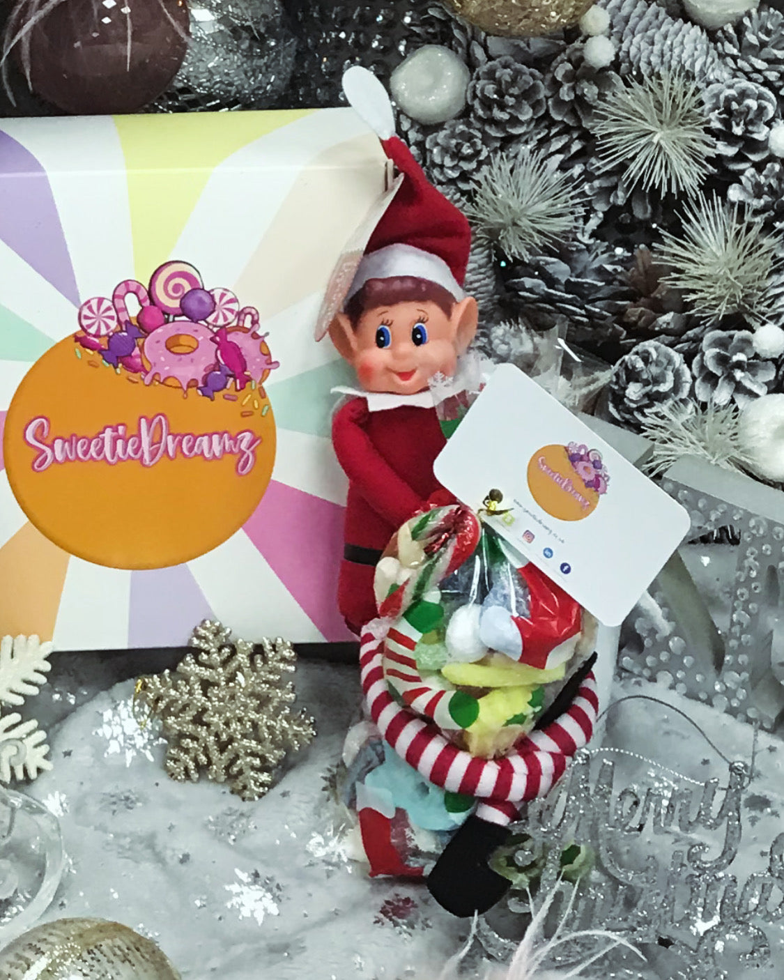 Naughty ‘Elf On The Shelf’ with 400g Christmas Sweetie Bag